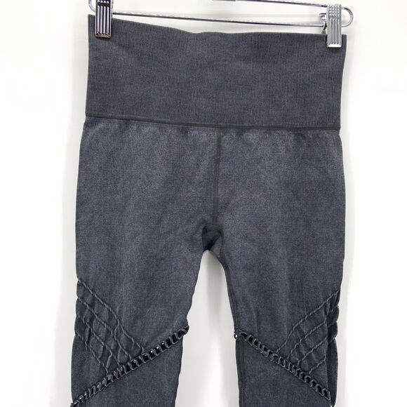 SOUL BY SOULCYCLE Seamless Leggings Womens XS Cutout Grey Distressed Cycling Gym - Picture 2 of 9